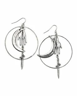 Discount 👏 Moon and Dagger Hoop Earrings 💯