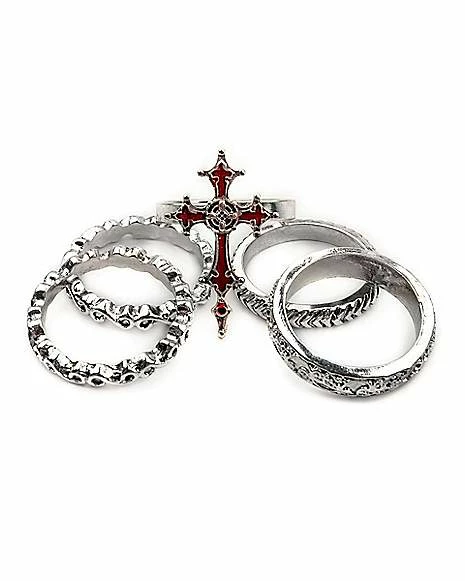 Best deal π Multi-Pack Red Gothic Cross Rings - 5 Pack π 3 Best deal π Multi-Pack Red Gothic Cross Rings - 5 Pack π
