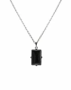 Coupon ❤️ Onyx Silvertone Square Pendant Necklace 👏