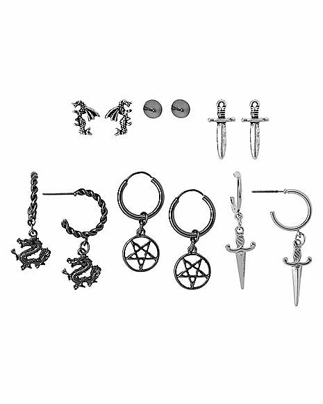 Best Pirce π₯° Multi-Pack Pentagram and Dragon Hoop and Stud Earrings β 6 Pair β€οΈ 3 Best Pirce π₯° Multi-Pack Pentagram and Dragon Hoop and Stud Earrings β 6 Pair β€οΈ