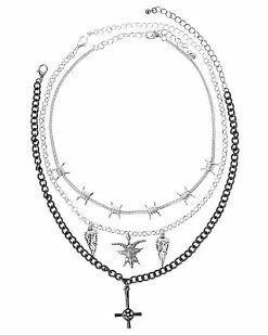 Outlet 🛒 Barbed Wire Skull and Cross Necklace Set 🥰 -Playboy Shop 03650017 b