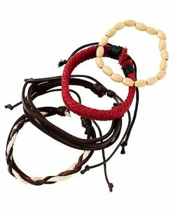 Coupon ❤️ Multi-Pack Tan Red and Brown Intertwined Bracelets - 4 Pack ❤️