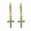 Flash Sale 😀 CZ Goldtone Cross Dangle Huggie Hoop Earrings - 18 Gauge 👍 -Playboy Shop 03650777 a