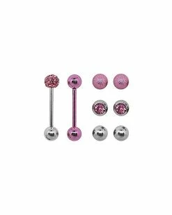 Brand new ⌛ Multi-Pack Pink and Silvertone Barbells with Extra Balls - 14 Gauge 💯