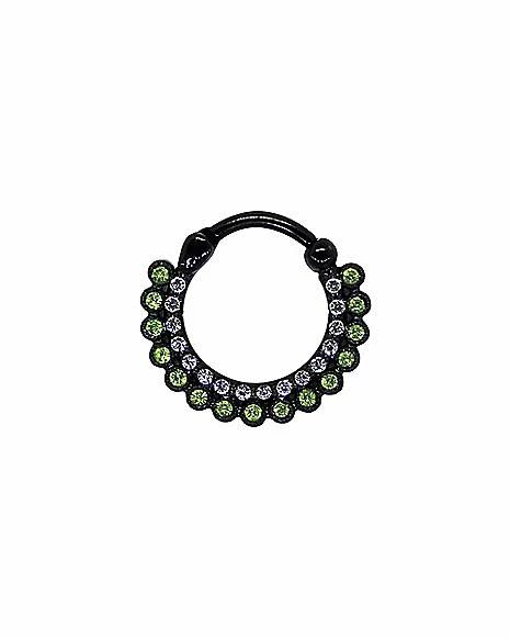 Brand new π Black CZ and Green Gem-Effect Clicker Septum Ring - 16 Gauge π₯ 3 Brand new π Black CZ and Green Gem-Effect Clicker Septum Ring - 16 Gauge π₯
