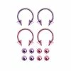 Budget 🎁 Multi-Pack Pink and Purple Horseshoe Rings 2 Pair With Extra Balls – 16 Gauge 🔥 -Playboy Shop 03655750 a