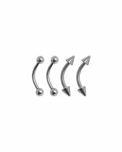 Wholesale 🥰 Multi-Pack Silvertone Curved Barbells 4 Pack - 14 Gauge 😍 -Playboy Shop 03655826 b
