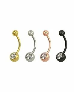 Outlet ✔️ Multi-Pack Metallic Gem-Effect Belly Rings 4 Pack - 14 Gauge 🎉 -Playboy Shop 03655891 b