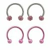 Best Pirce 🤩 Multi-Pack Pink Pave Horseshoe Rings 2 Pair - 16 Gauge 🎁 -Playboy Shop 03656121 a