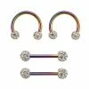 Best reviews of ✨ Multi-Pack CZ Oil Slick Nipple Barbells and Horseshoe Rings 2 Pair - 14 Gauge 🧨 -Playboy Shop 03656170 a