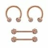 Deals 🎉 Multi-Pack Rose Goldtone Pave Nipple Barbells and Horseshoe Rings 2 Pair - 14 Gauge ✔️ -Playboy Shop 03656188 a