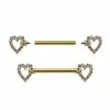 Deals ❤️ CZ Heart Goldtone Nipple Barbells - 14 Gauge ✨ -Playboy Shop 03656220 a