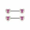 Cheap ⭐ Fuck Me Heart Nipple Barbells - 14 Gauge ✔️ -Playboy Shop 03656410 a
