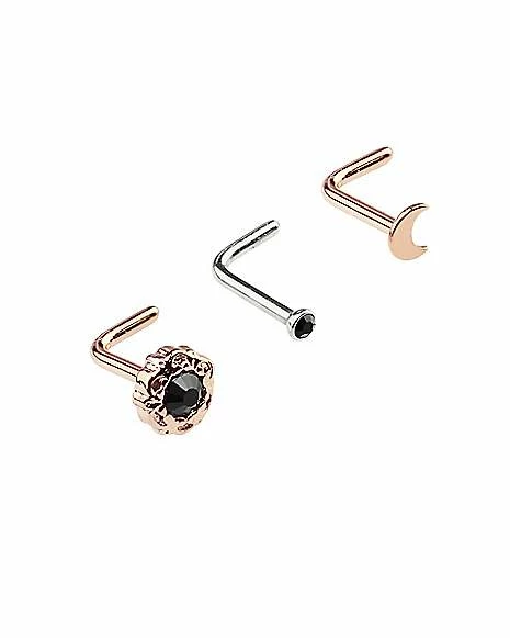 Top 10 π Multi-Pack Black CZ Moon L-Bend Nose Rings 3 Pack - 20 Gauge β 7 Top 10 π Multi-Pack Black CZ Moon L-Bend Nose Rings 3 Pack - 20 Gauge β - Image 5