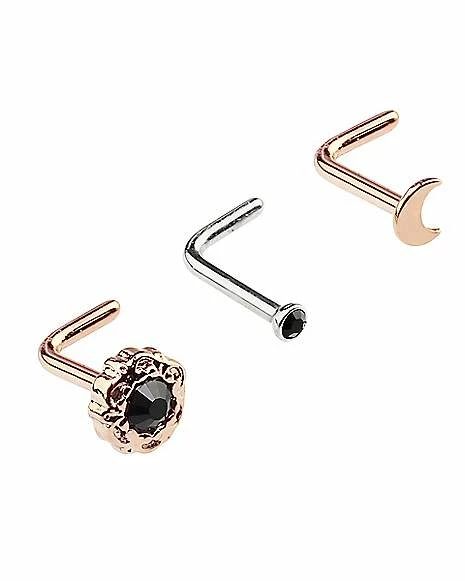 Top 10 π Multi-Pack Black CZ Moon L-Bend Nose Rings 3 Pack - 20 Gauge β 9 Top 10 π Multi-Pack Black CZ Moon L-Bend Nose Rings 3 Pack - 20 Gauge β - Image 7