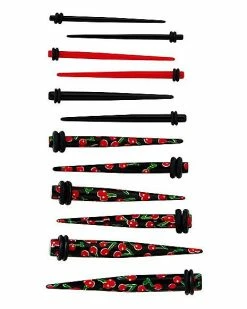 Hot Sale ⭐ Multi-Pack Acrylic Cherry Tapers 6 Pair - 14-4 Gauge 🥰