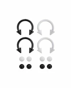 Hot Sale ✔️ Multi-Pack Black and White Septum Rings - 14 Gauge 😀