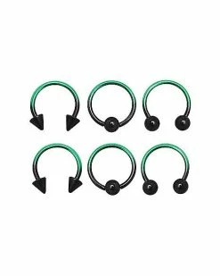 New π Multi-Pack Black and Teal Ombre Septum Ring - 14 Gauge π―