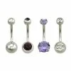Budget 🎉 Multi-Pack CZ and Silvertone Belly Rings 4 Pack - 14 Gauge 🥰 -Playboy Shop 03661410 a