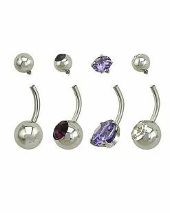 Budget π Multi-Pack CZ and Silvertone Belly Rings 4 Pack - 14 Gauge π₯° 5 Budget π Multi-Pack CZ and Silvertone Belly Rings 4 Pack - 14 Gauge π₯° -Playboy Shop 03661410 b