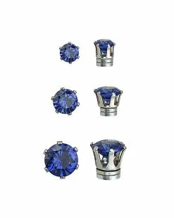 Buy 🛒 Multi-Pack CZ Blue Fake Magnetic Earrings - 3 Pair 😍
