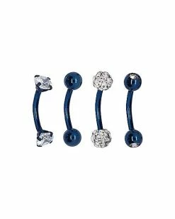 Promo 🧨 Multi-Pack CZ Blue Curved Barbells 4 Pack - 16 Gauge 🔔