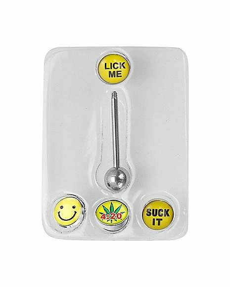 Budget π Lick It Suck It Smile Barbell with Extra Balls - 14 Gauge βοΈ 3 Budget π Lick It Suck It Smile Barbell with Extra Balls - 14 Gauge βοΈ
