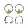 Discount 🧨 Multi-Pack Goldplated Weed Leaf Captive Rings and Horseshoe Rings 4 Pack - 16 Gauge 🥰 -Playboy Shop 03662491 a