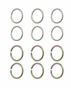 Buy ✨ Multi-Pack Silvertone and Rainbow Hoops - 20 Gauge 🔔 -Playboy Shop 03662806 b