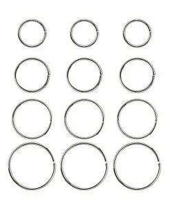 Deals 🎉 Multi-Pack Silvertone Hoop Nose Rings 12 Pack - 20 Gauge 😀