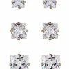 Wholesale 👏 Multi-Pack Rose Goldtone CZ Square Stud Earrings 3 Pack – 20 Gauge 🌟 -Playboy Shop 03662897 a