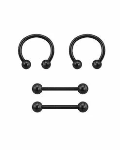 Outlet 👏 Multi-Pack Black Nipple Barbell and Ring - 14 Gauge ❤️