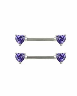 Flash Sale 👏 CZ Purple Heart Barbells - 14 Gauge 👏