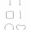 Discount 🤩 Multi-Pack CZ Shapes Nose Rings 6 Pack - 20 Gauge 🛒