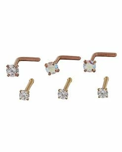Best Sale 💯 Multi-Pack CZ Star and Moon L Bend and Bone Nose Rings 12 Pack – 20 Gauge 😍 -Playboy Shop 03663333 b