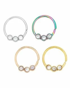 Discount 🌟 Multi-Pack Trio Gem Hoop Nose Rings 4 Pack - 20 Gauge 👏