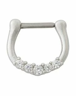 Top 10 👍 CZ Titanium Clicker Septum Ring – 16 Gauge 👏