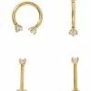 Cheapest 🧨 Multi-Pack Goldplated CZ Horseshoe Ring and Barbells 4 Pack - 16 Gauge ✨ -Playboy Shop 03663622 a