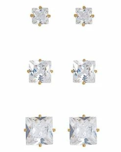 Best Sale 👍 Multi-Pack Clear CZ Stud Earring 3 Pack – 20 Gauge 👏