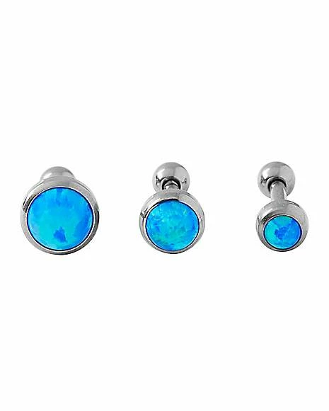 Top 10 ✨ Multi-Pack Blue Opal-Effect Cartilage Earring 3 Pack – 16 Gauge ✔️ 4 Top 10 ✨ Multi-Pack Blue Opal-Effect Cartilage Earring 3 Pack – 16 Gauge ✔️ - Image 2