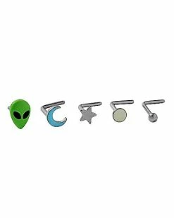 Coupon 🎉 Multi-Pack Alien L-Bend Nose Rings 5 Pack – 20 Gauge 😉