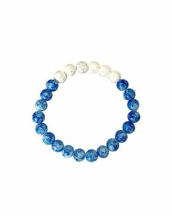 Top 10 👏 Blue and White Lava Bead Bracelet 🔥