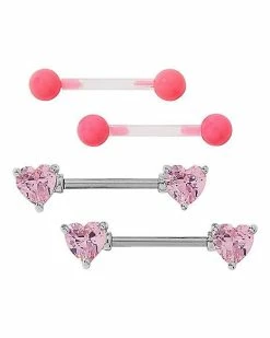 Cheapest 🎉 Multi-Pack CZ Nipple Barbells 2 Pair – 14 Gauge 🤩
