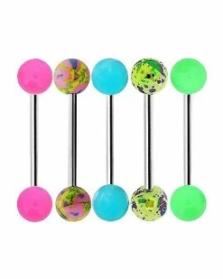 Best deal ✨ Multi-Pack Neon Splatter Barbells 5 Pack - 14 Gauge ⭐