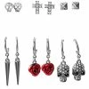 Wholesale ❤️ Multi-Pack Skull and Rose Hoop and Stud Earrings – 6 Pair ⌛ -Playboy Shop 03666195 a