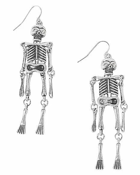 Budget 🧨 Silvertone Skeleton Dangle Earrings ✔️ 3 Budget 🧨 Silvertone Skeleton Dangle Earrings ✔️