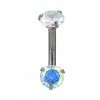 Brand new 😉 Silvertone Aurora Borealis Effect Double Gem Belly Ring - 14 Gauge 🎉 -Playboy Shop 03666625 a
