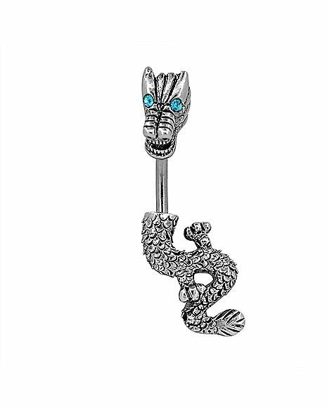 New π Silvertone Dragon Banana Belly Ring - 14 Gauge π 3 New π Silvertone Dragon Banana Belly Ring - 14 Gauge π