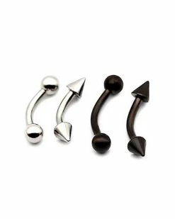 Budget 🔥 Multi-Pack Black and Silvertone Curved Barbells 4 Pack - 14 Gauge 😍