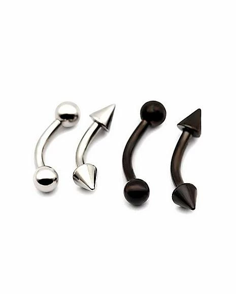Budget π₯ Multi-Pack Black and Silvertone Curved Barbells 4 Pack - 14 Gauge π 3 Budget π₯ Multi-Pack Black and Silvertone Curved Barbells 4 Pack - 14 Gauge π